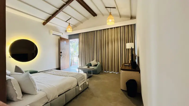 Spa Villa room with private outdoor spa area at Marbela Beach Resort